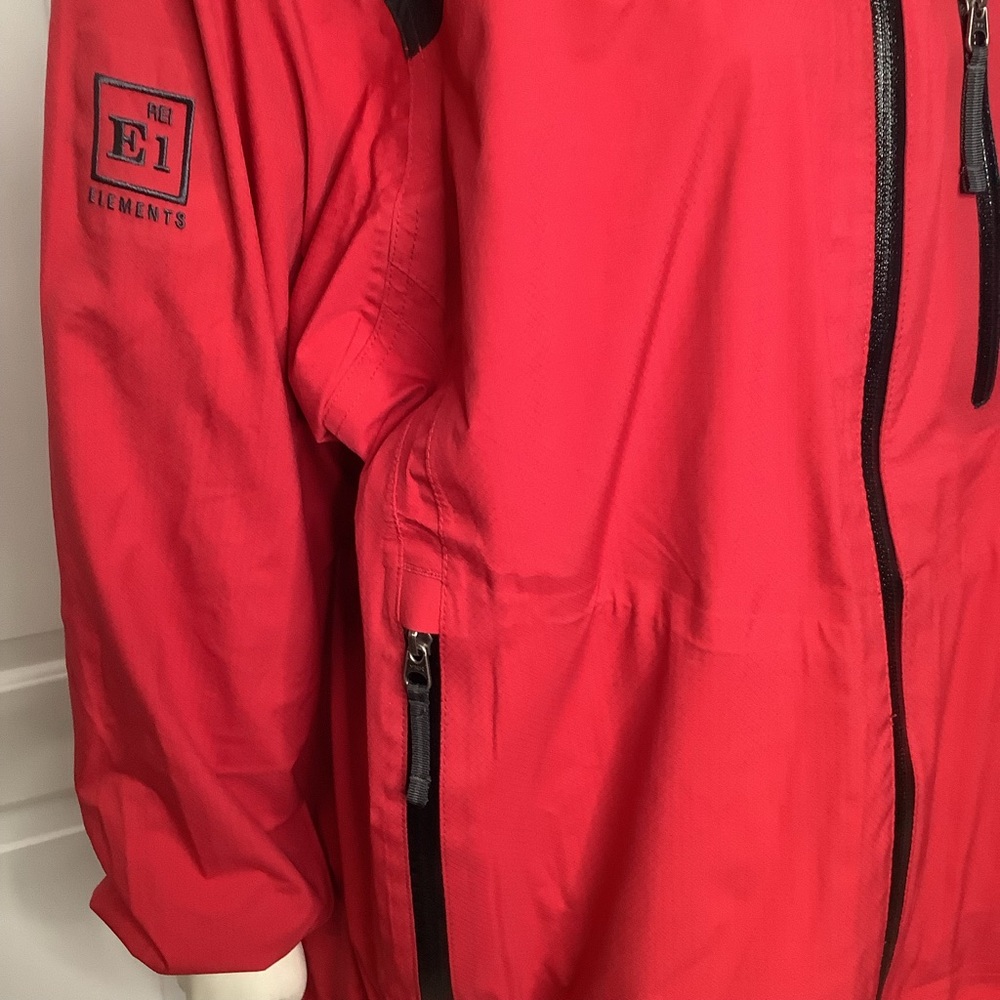 Rei E1 Elements Dark Red & Black Tech XL Waterproof Rain Jacket Removable Hood - Picture 6 of 16